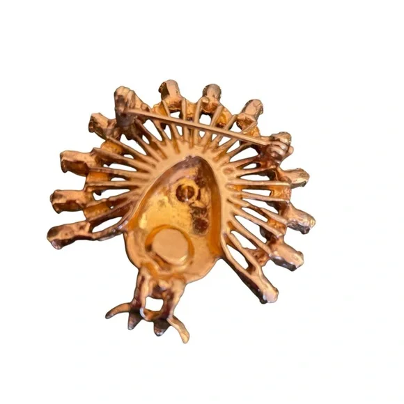 Vintage‎ Peacock Brooch Colorful Rhinestones and Faux Pearls Enamel - Picture 5 of 5